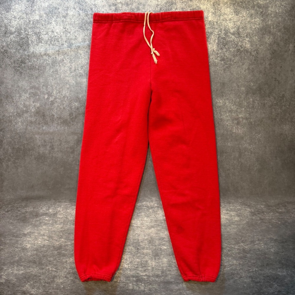 Vintage Russell Athletic Sweatpants Men Medium Red Fleece Lined Joggers USA Made